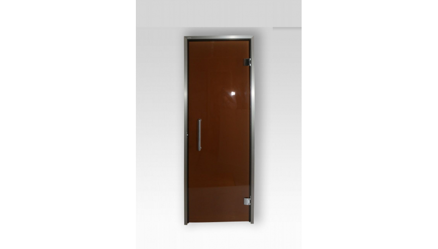 Дверь для хамама стеклянная GRANDIS Бронза матовая коробка алюминий (Brash) 680*1890 левая
