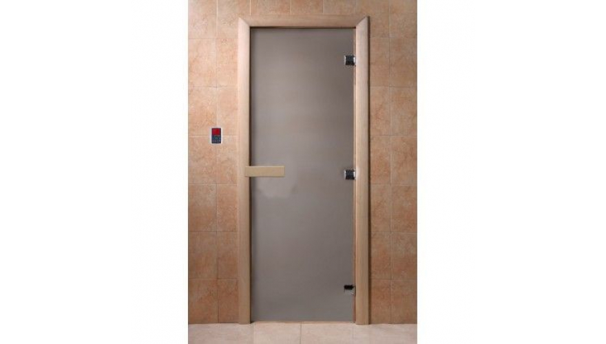 Дверь банная стеклянная DOORWOOD  сатин матовая (коробка берёза/кедр/ольха) 70х190