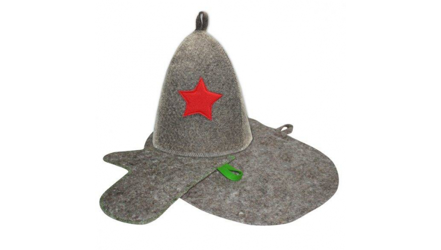 Набор банный подарочный "Звезда", шапка, руковица, коврик