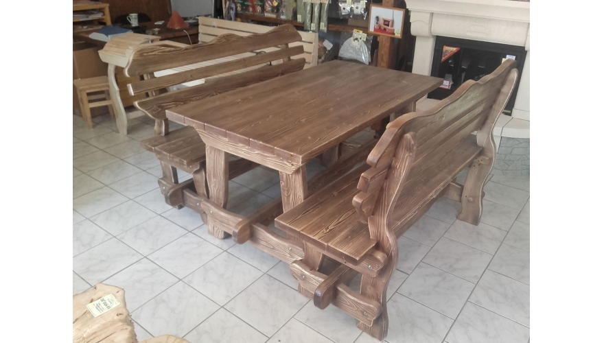 Комплект мебели (Стол 1,5 + 2 скамьи со спинкой)  Сосна 