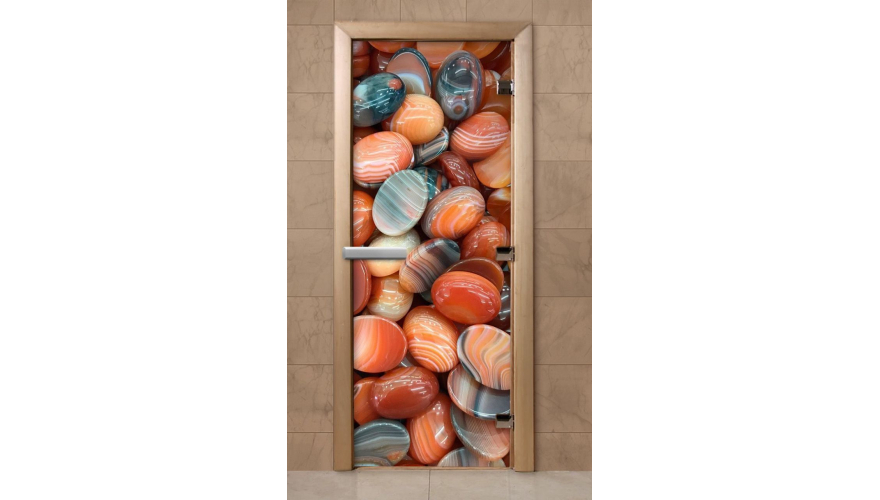 Дверь для бани и сауны с фотопечатью "Цветные камни" 70*190 F-227