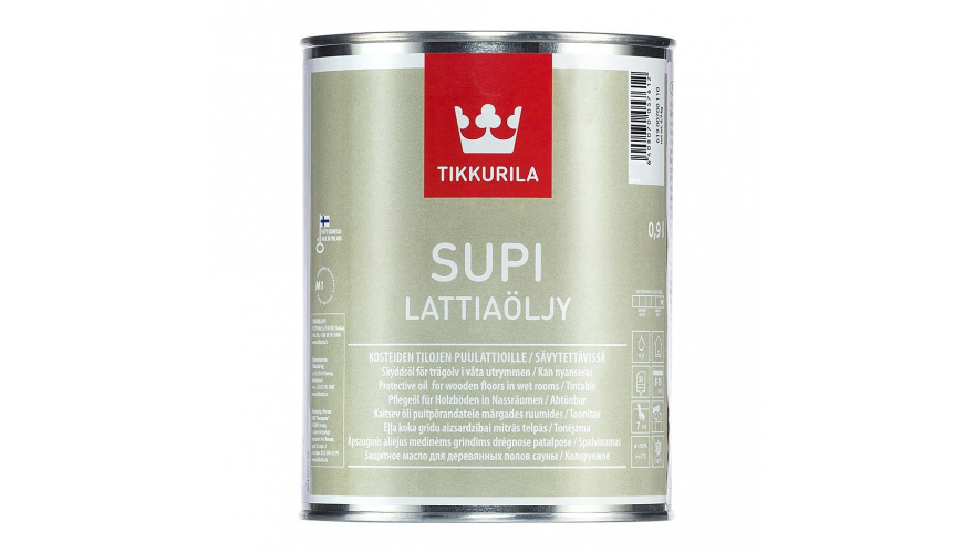 Масло для пола Tikkurila Supi LATTIAOLJY бесцветная 0.9 л. "Tikkurila" состав для сауны Supi Saunasuoja Ep п/мат 2,7л 86864040130. Пропитка для саун Tikkurila супи. Тиккурила супи Латиаоли.